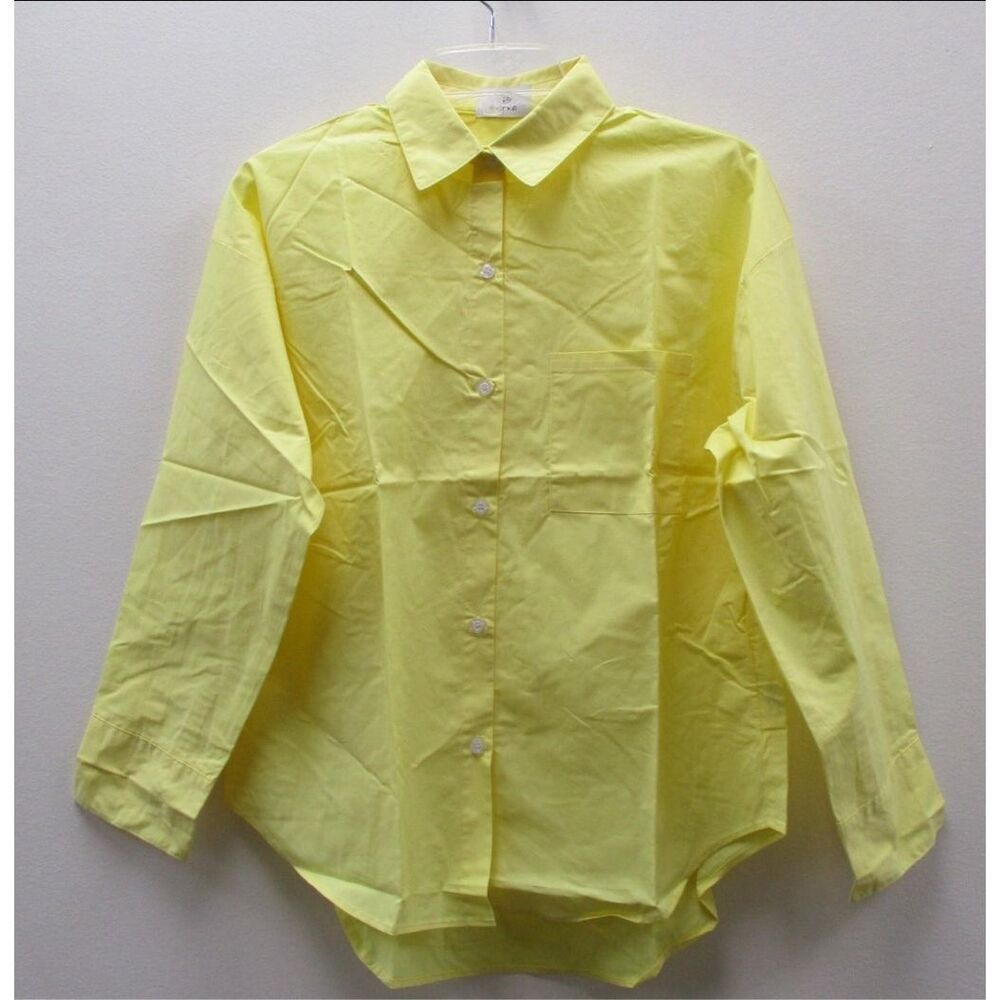 New Parke Yellow Button Down Boyfriend Poplin Shirt Size XL